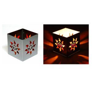 Silver Sun Tealight Candle Holder - 3" Square